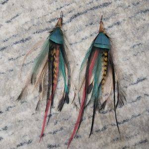 Multi-Colored Feather Earrings
